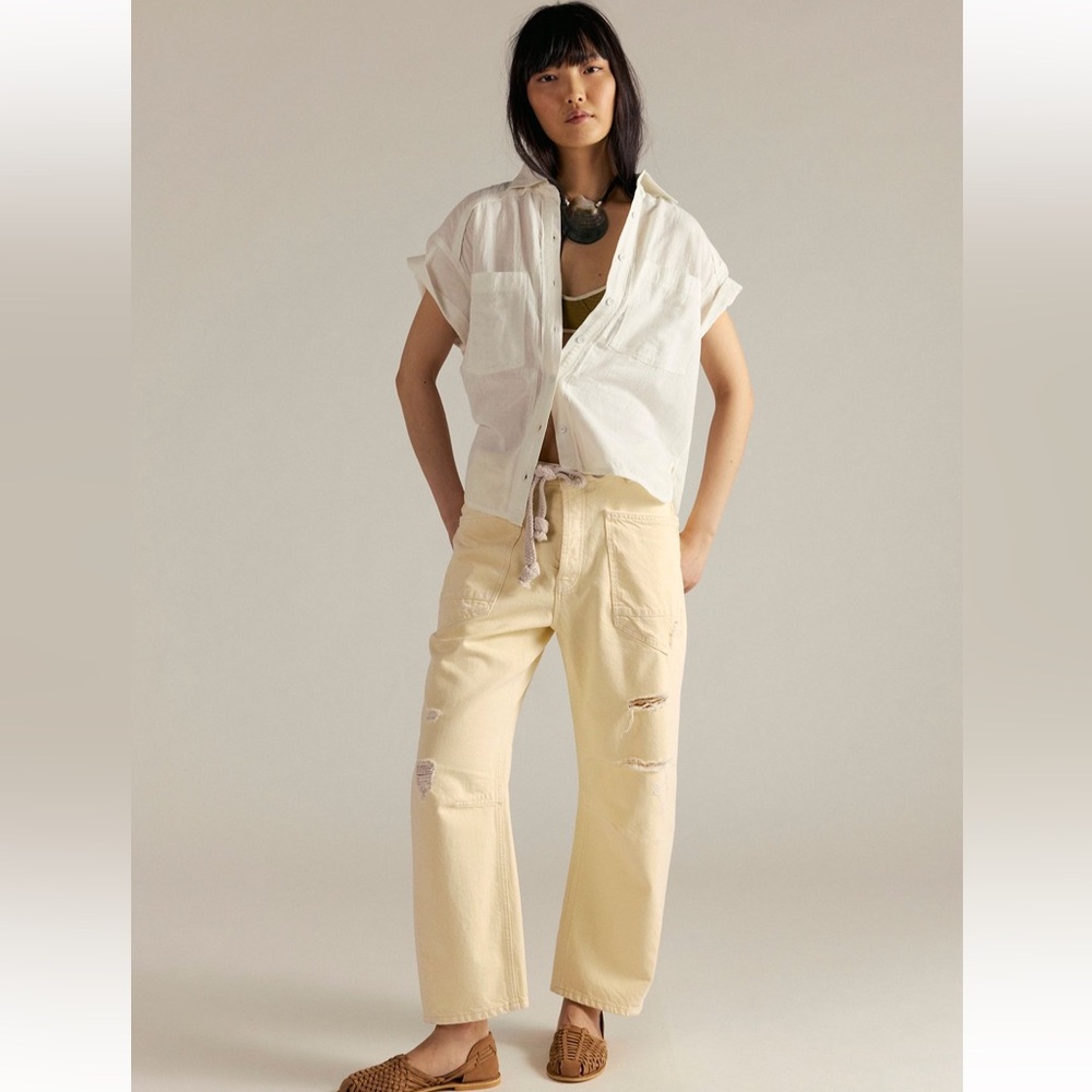 Free People We The Free Moxie Pull On Barrel Jeans Wide Leg Baggy Boho